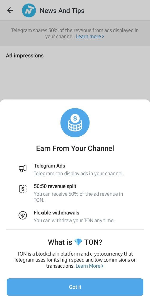 به زودی امکان درآمدزایی از تلگرام برای تمامی کانال های بالای 1000 ممبر فراهم می شود