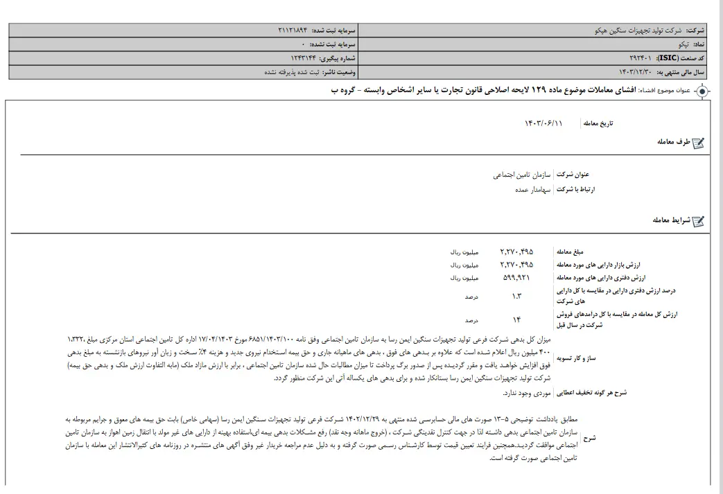 هپکو با واگذاری زمین اهواز بابت بدهی تامین اجتماعی موافقت کرد