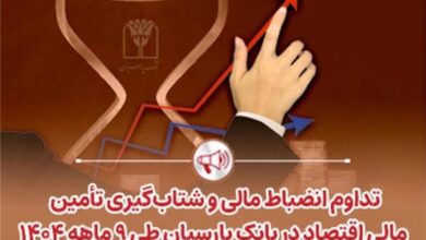 تداوم انضباط مالی و شتاب‌گیری تأمین مالی اقتصاد در بانک پارسیان طی 9 ماهه 1404