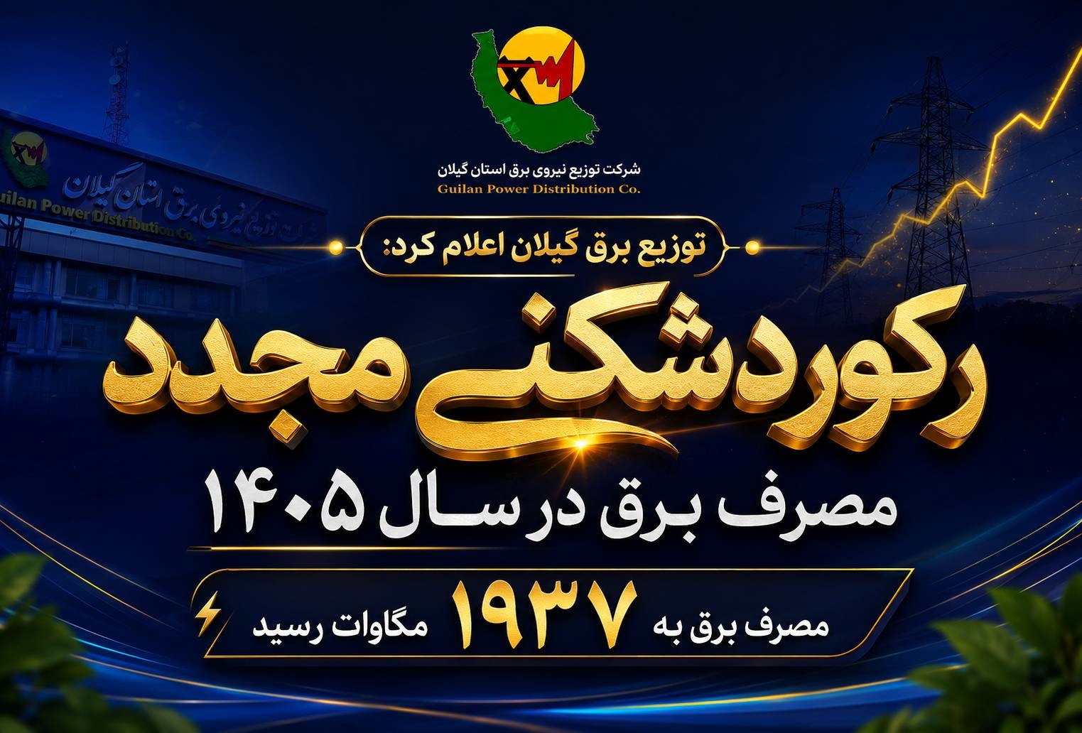 مصرف برق در گیلان به ۱۹۳۷ مگاوات رسید