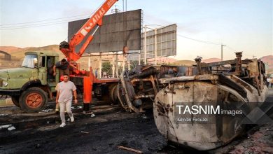 تصاویر: انفجار تانکر سوخت -سنندج